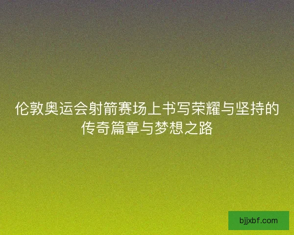 伦敦奥运会射箭赛场上书写荣耀与坚持的传奇篇章与梦想之路
